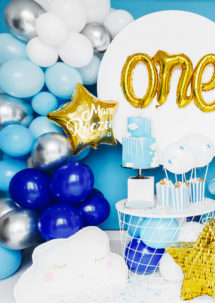 arche de ballons, ballons bleus, guirlande de ballons, arche décorations ballons, ballons babyshower