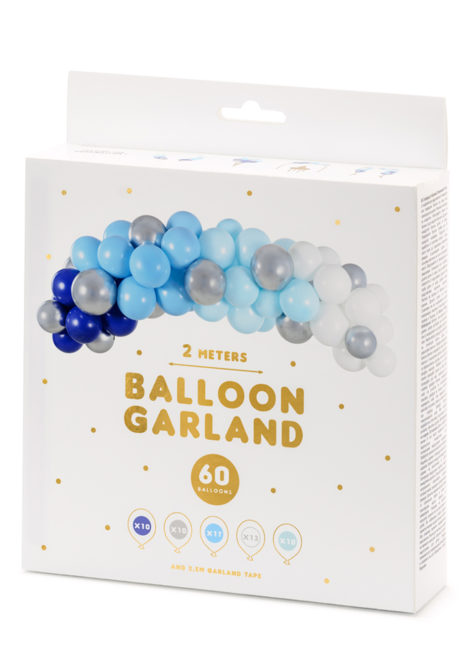 arche de ballons, ballons bleus, guirlande de ballons, arche décorations ballons, ballons babyshower, Arche Guirlande de Ballons Bleus et Argent
