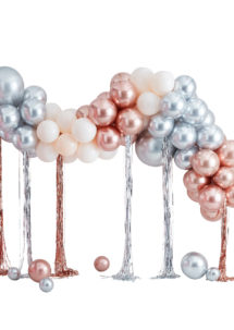 arche de ballons, bouquets de ballons, décoration ballons mariage, guirlande de ballons, Arche Guirlande de Ballons, Argent, Rose Gold, Tassels, Ginger Ray