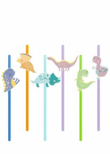 PAILLES ANNIVERSAIRE DINOSAURE, pailles anniversaire enfant, Pailles Anniversaire Thème Dinosaure – 6 Dinosaures Différents