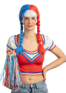 perruque supporter, perruque france, perruque tricolore, perruque bleu blanc rouge, Perruque Supporter France, Tresses, Bleu Blanc Rouge