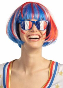 perruque supporter, perruque france, perruque tricolore, perruque bleu blanc rouge