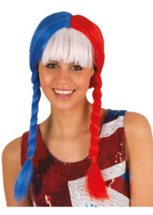 perruque supporter, perruque france, perruque tricolore, perruque bleu blanc rouge, Perruque Supporter France, Tresses, Bleu Blanc Rouge