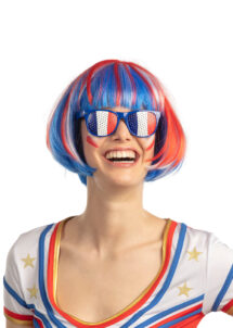 perruque supporter, perruque france, perruque tricolore, perruque bleu blanc rouge, Perruque Supporter France, Carré Bleu Blanc Rouge
