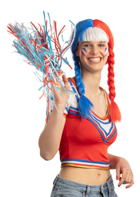 perruque supporter, perruque france, perruque tricolore, perruque bleu blanc rouge, Perruque Supporter France, Tresses, Bleu Blanc Rouge