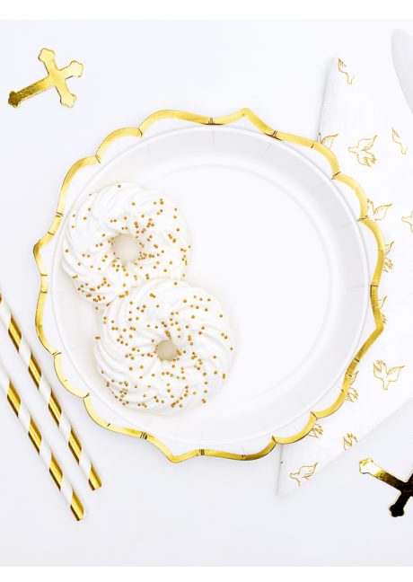 assiettes blanches et dorées, Vaisselle Blanche, Assiettes Baroques Blanches