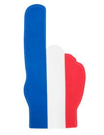 main mousse France supporter, main géante en mousse, main France, Main Géante de Supporter France – en Mousse Bleu Blanc Rouge