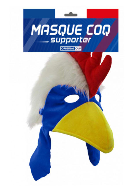 MASQUE-COQ-FRANCE, accessoire supporter France, EURO, coupe du monde, Masque Coq France, Velours et Fausse Fourrure