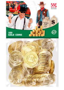 pièces d'or, fausses pièces, sachet de pièces, Pièces d’Or avec Dollar en Relief, x 100