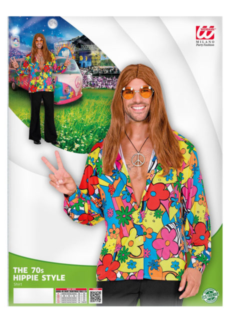 chemise hippie, chemise flower power, déguisement hippie, Déguisement Hippie, Chemise Flower Power