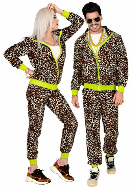 déguisement années 80, déguisement survêtement années 80, jogging années 80, Déguisement Années 80 Survêtement Léopard Fluo