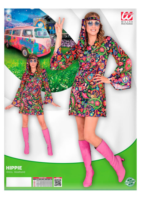 déguisement hippie femme, costume de hippie femme, déguisement robe hippie femme, soirée à thème hippie, Déguisement Hippie Festival 70’s