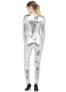 costume futuriste, combinaison argent, déguisement alien, déguisement disco femme