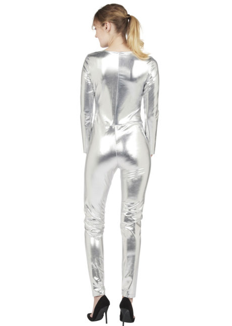 costume futuriste, combinaison argent, déguisement alien, déguisement disco femme, Combinaison Moulante Métallisée, Argent