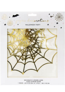 décoration toile araignée, décorations halloween, toile d'araignée dorée, Décorations Toile d’Araignée Dorées x 3