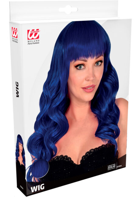 perruque bleue, perruque qualité supérieure, perruque lavable, perruque bleu marine, Perruque Bella, Bleu Nuit, Qualité Supérieure