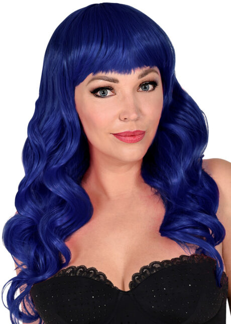 perruque bleue, perruque qualité supérieure, perruque lavable, perruque bleu marine, Perruque Bella, Bleu Nuit, Qualité Supérieure