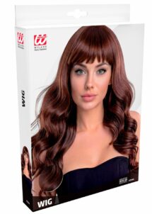perruque châtain, perruque top qualité, perruque lavable châtain , perruque longue chatain à frange, Perruque Bella Châtain – Longue à Frange