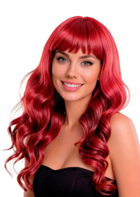 perruque rousse longue, perruque rousse frange, perruque lavable, Perruque Bella Rousse – Longue à Frange