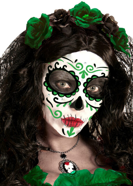 kit maquillage dia de los muertos, kit maquillage jour des morts, kit maquillage day of death, maquillage mort mexicaine, autocollants visage, Autocollants Glitter pour Visage, Verts