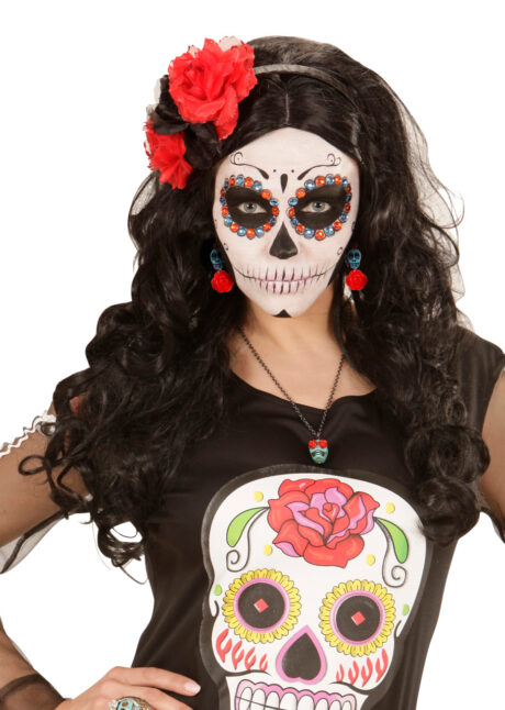 bijoux déguisement halloween, accessoire bijoux déguisement, accessoire déguisement halloween, boucles d'oreilles dia de los muertos, accessoire mexicain halloween, accessoire mort mexicaine halloween, déguisement jour des morts, déguisement jour des morts femme,halloween jour des morts, déguisement jour des morts halloween, Boucles d’Oreilles Jour des Morts, Crânes Bleus