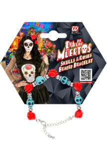 bracelet jour des morts, bijoux jour des morts mexicains, bijoux dia de los muertos, accessoire jour des morts, accessoire mort mexicaine, Bracelet Jour des Morts Mexicain, Crânes Bleus