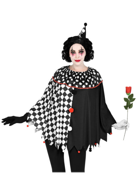 déguisement de pierrot femme, costume pierrot femme, déguisement femme, costume pierrot sexy femme, déguisement pierrot adulte, déguisement pierrot sexy, déguisement top gun femme, déguisement cirque adulte, cape arlequin, poncho, Cape Poncho d’Arlequin