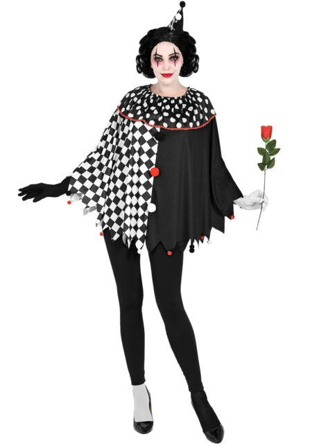 déguisement de pierrot femme, costume pierrot femme, déguisement femme, costume pierrot sexy femme, déguisement pierrot adulte, déguisement pierrot sexy, déguisement top gun femme, déguisement cirque adulte, cape arlequin, poncho, Cape Poncho d’Arlequin