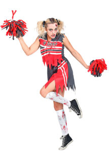 déguisement pompon girl zombie, déguisement halloween femme, costume halloween femme, costume cheerleader zombie