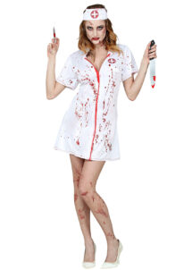 déguisement halloween femme, déguisement faux sang, déguisement infirmière, costume halloween zombie, Déguisement d’Infirmière Bloody, Zombie Nurse