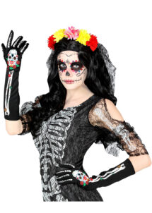gants jour des morts, accessoire mort mexicaine, gants halloween