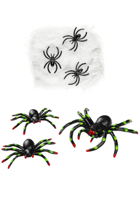 araignées, toile d'araignée, spiderweb, fausses araignées, Araignées x 6 et Toile d’Araignée Blanche