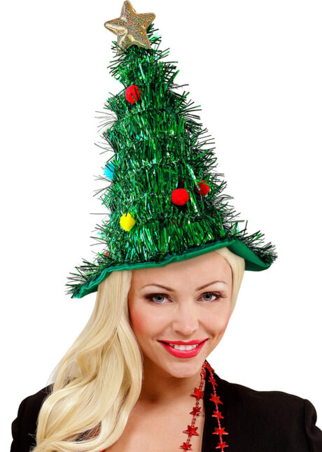 chapeau sapin de Noël, chapeau pour réveillon, bonnets de Noël, Chapeau Sapin de Noël Décoré