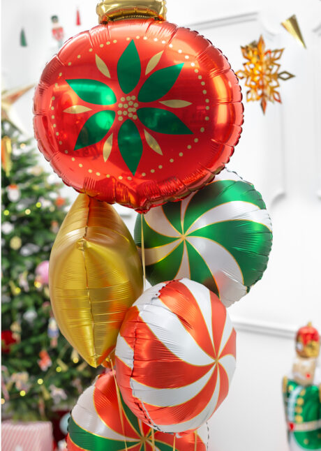 ballon hélium Noël, ballon Noel, ballon boule de noel, décorations de noël, Ballon Boule de Noël, en Aluminium