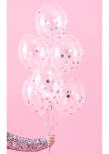 ballons confettis, ballons transparents avec confettis, ballons hélium, ballons baudruche