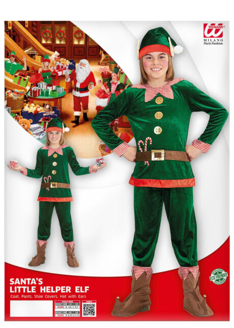 déguisement elfe enfant, costume elfe du père Noël enfant, costume elfe garçon, déguisement lutin enfant, Déguisement d’Elfe du Père Noël, Garçon