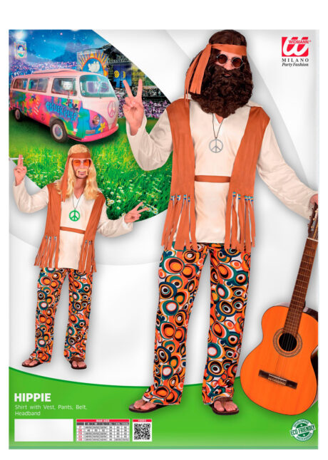 déguisement de hippie homme, costume hippie homme, déguisement hippie adulte, déguisement peace and love homme, déguisement années 70 homme, déguisement années 70 adulte, Déguisement de Hippie Bubble