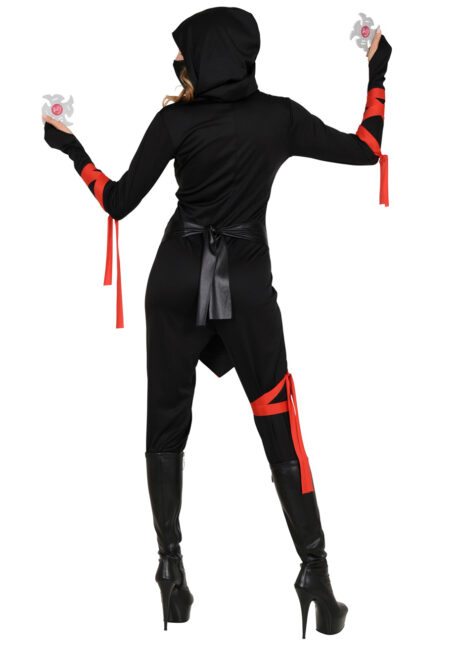 déguisement Ninja femme, costume de Ninja femme, déguisement japonaise, Déguisement Ninja, Noir et Rouge, Combinaison