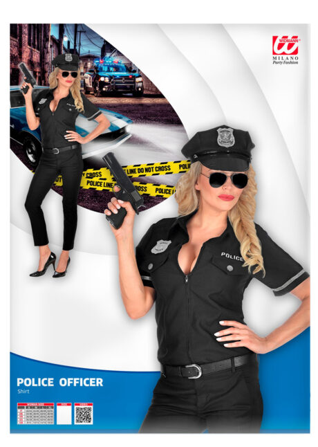 déguisement police femme, chemise police femme, costume policière, Déguisement de Policière, Chemise Noire