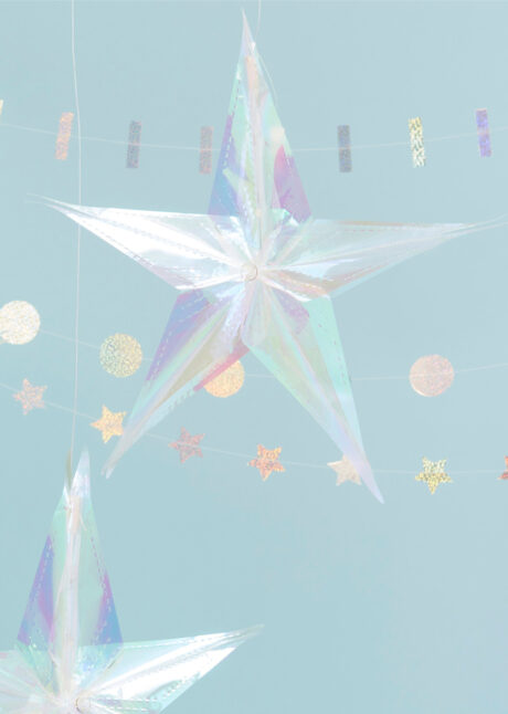 étoiles irisées, étoiles à suspendre, suspensions étoiles, ginger ray, 3 Etoiles Holographiques à Suspendre, 38 cm