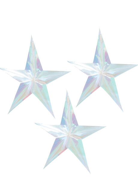 étoiles irisées, étoiles à suspendre, suspensions étoiles, ginger ray, 3 Etoiles Holographiques à Suspendre, 38 cm