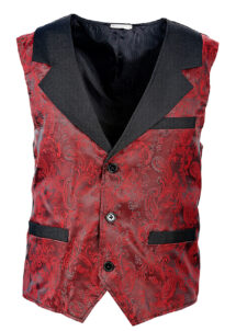 gilet pour homme, accessoire steampunk, accessoire vampire, Gilet Vintage Jacquard Rouge, Multi-personnages