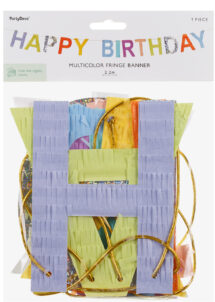 guirlande anniversaire lettres, guirlande anniversaire multicolore et franges