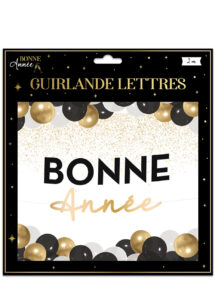 guirlande bonne année, guirlande réveillon, décos réveillon, nouvel an, Guirlande Bonne Année, Noire et Dorée