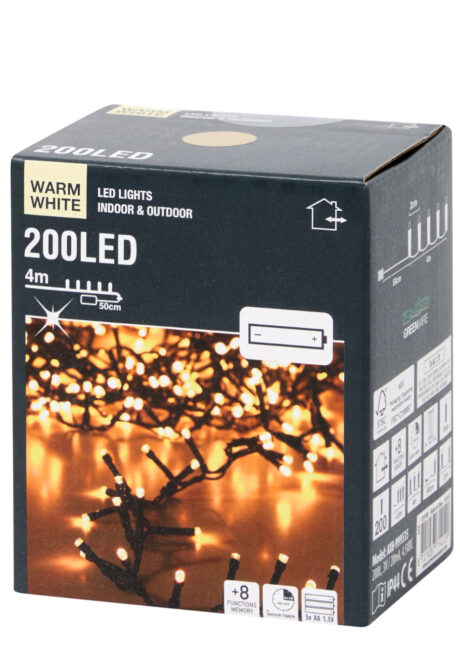 Guirlande lumineuse Noël, guirlande LED intérieure extérieure, guirlande Noël balcon, Guirlande Lumineuse 200 Led, Blanc Chaud, 4 m