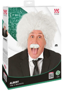 perruque einstein, albert einstein, perruque blanche homme, perruque scientifique