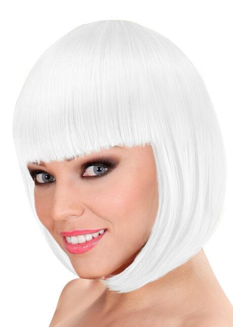 perruque blanche, perruque cheveux blancs, perruque blanche pour femme, Perruque Loulou, Carré Blanc, Qualité Supérieure
