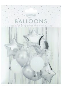kit ballons hélium, kit ballons argent, décorations ballons, ballons de décorations, bouquet de ballons, ginger ray