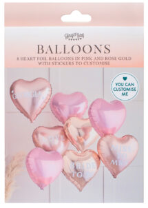 kit ballons hélium, kit ballons roses, décorations ballons, ballons coeurs, bouquet de ballons, ginger ray, 1 Bouquet de Ballons Coeurs Roses, Personnalisables