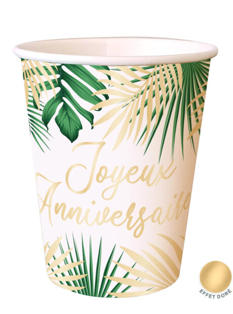 gobelets anniversaire jungle, décorations jungle et tropical, anniversaire jungle, vaisselle jetable jungle et tropical, vaisselle anniversaire, Vaisselle Anniversaire Jungle et Tropical, Gobelets